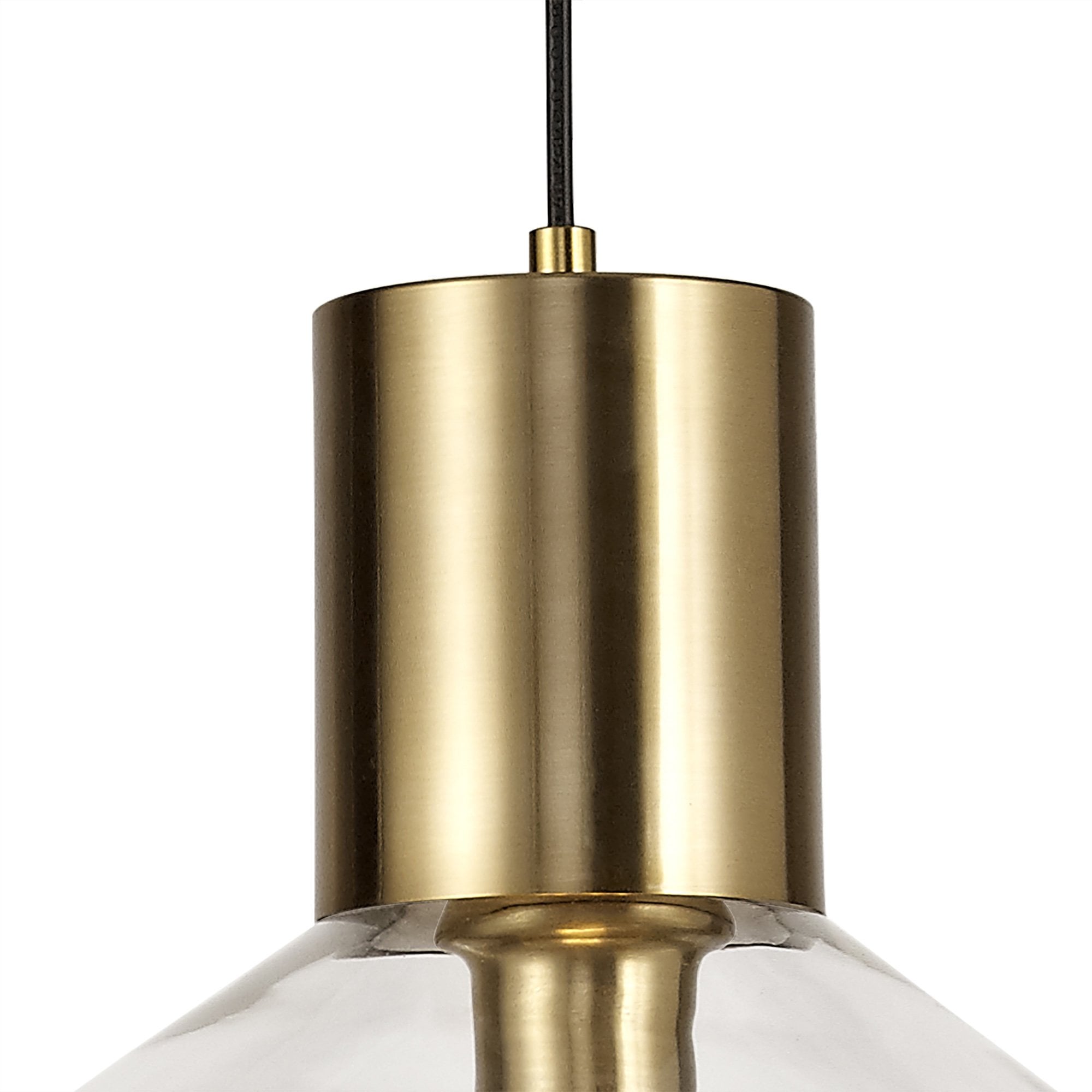 NL81349 Olivia Wide Pendant 1 Light Ancient Brass/Clear Glass