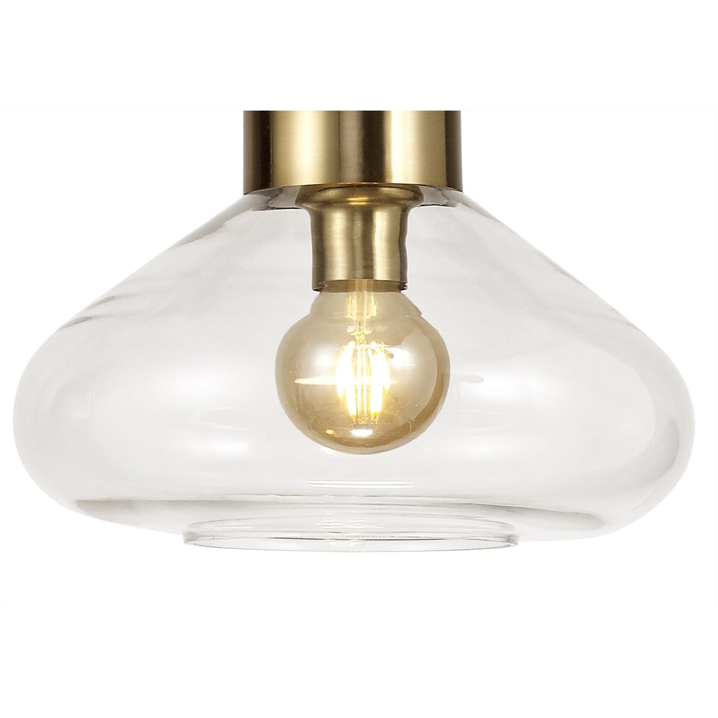 NL81349 Olivia Wide Pendant 1 Light Ancient Brass/Clear Glass
