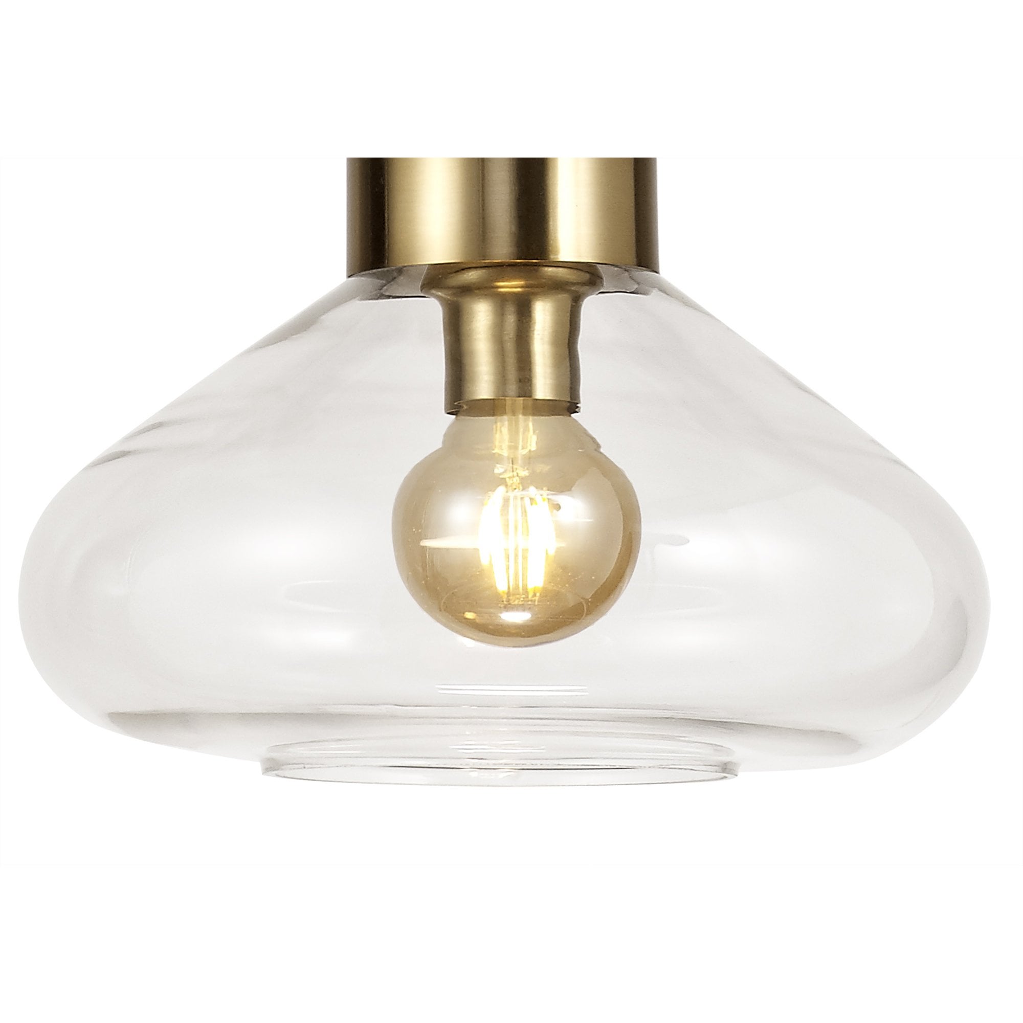 NL81349 Olivia Wide Pendant 1 Light Ancient Brass/Clear Glass