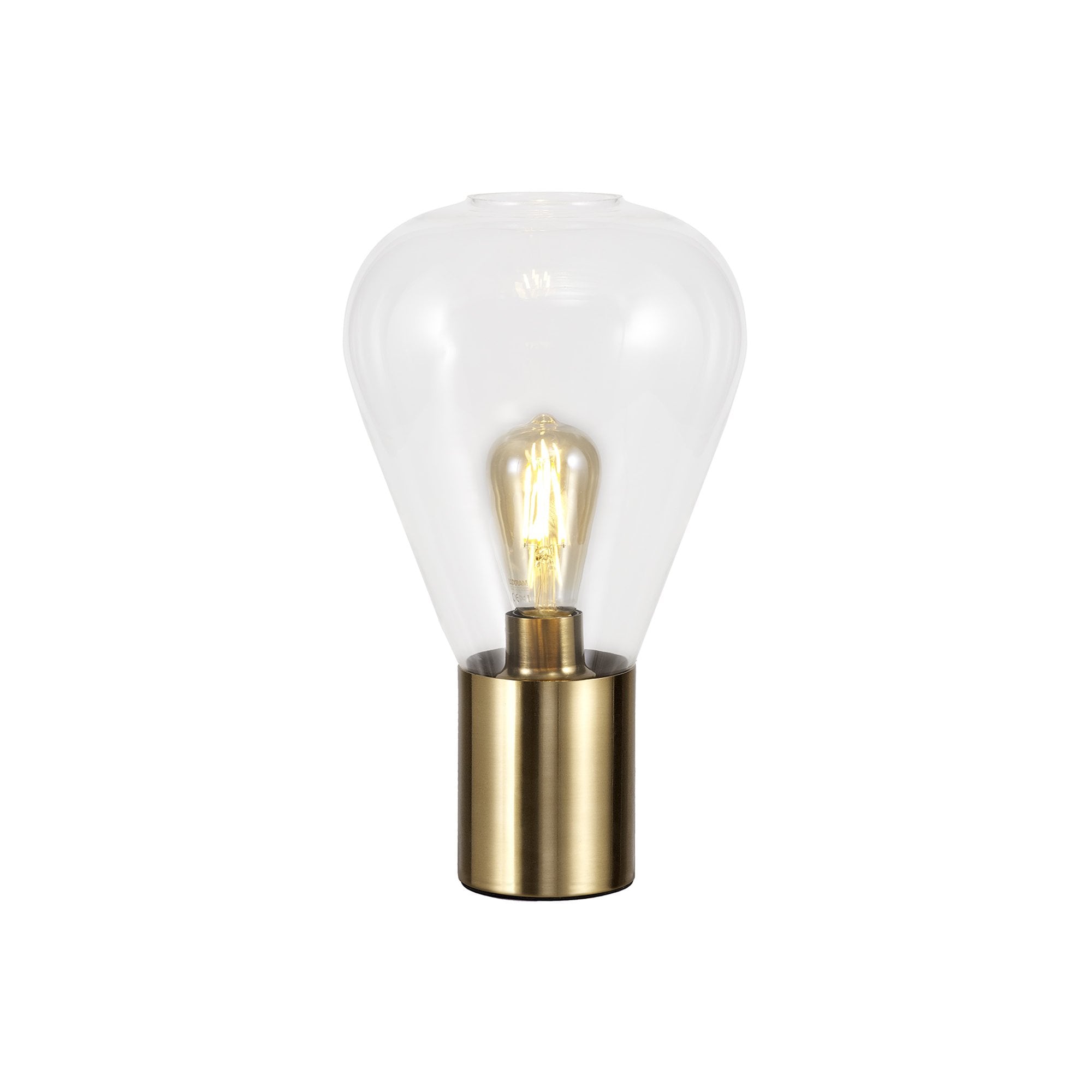 NL81359 Olivia Narrow Table Lamp 1 Light Ancient Brass/Clear Glass