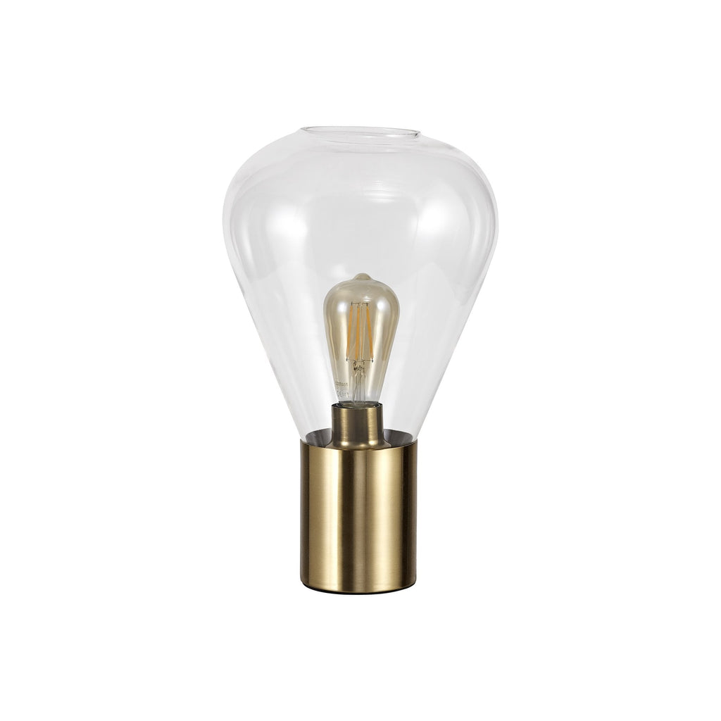 NL81359 Olivia Narrow Table Lamp 1 Light Ancient Brass/Clear Glass