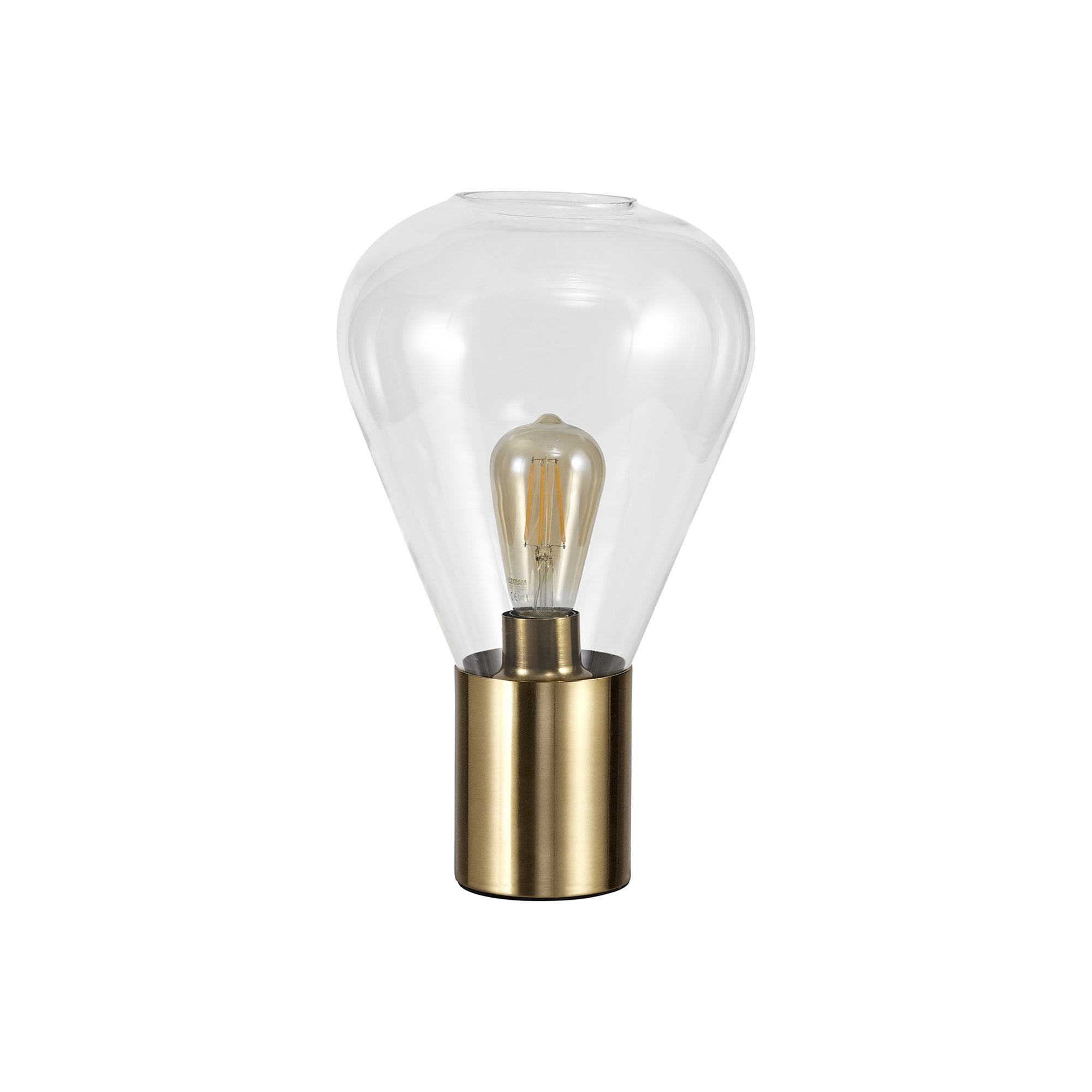 NL81359 Olivia Narrow Table Lamp 1 Light Ancient Brass/Clear Glass