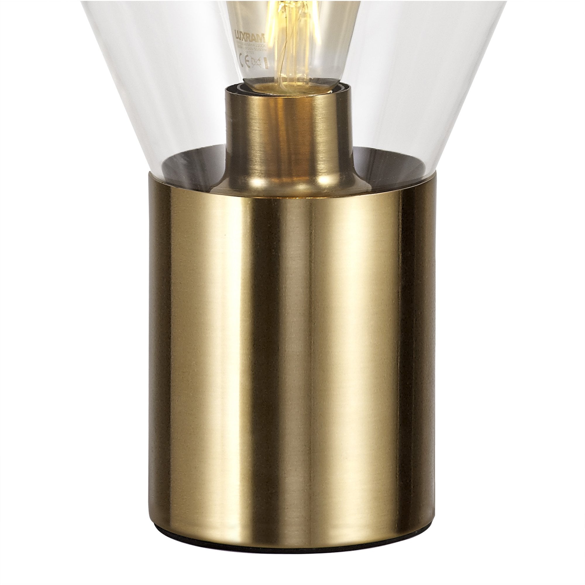 NL81359 Olivia Narrow Table Lamp 1 Light Ancient Brass/Clear Glass