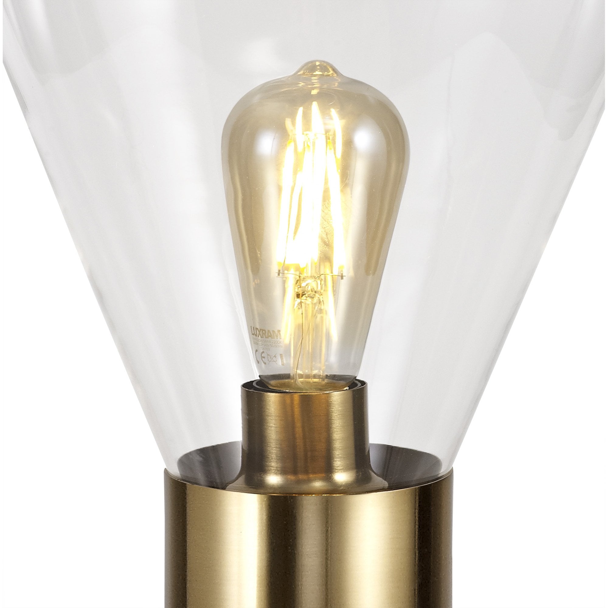 NL81359 Olivia Narrow Table Lamp 1 Light Ancient Brass/Clear Glass