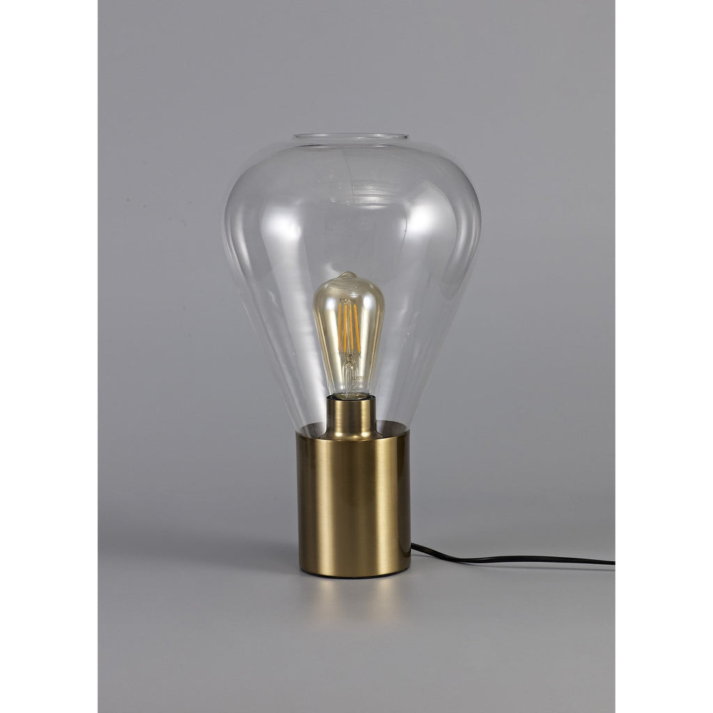 NL81359 Olivia Narrow Table Lamp 1 Light Ancient Brass/Clear Glass
