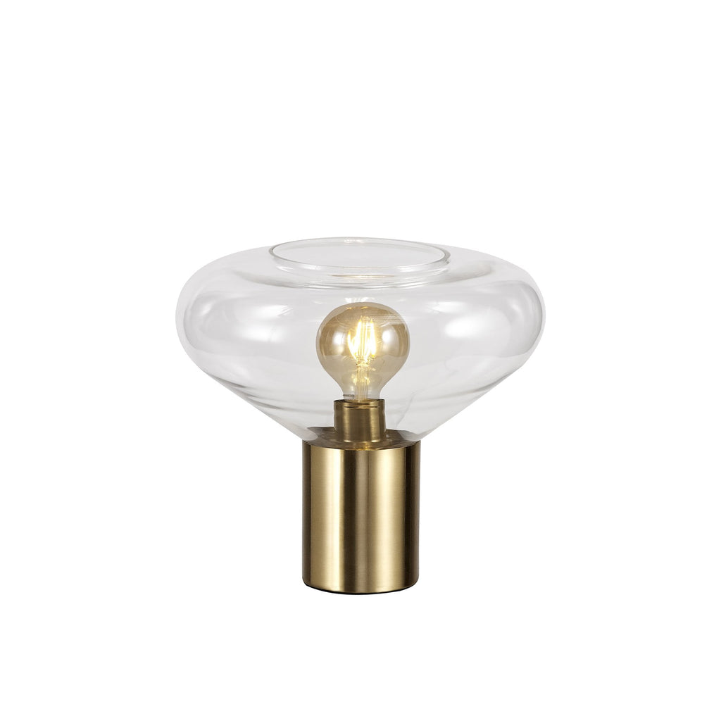 NL81369 Olivia Wide Table Lamp 1 Light Ancient Brass/Clear Glass