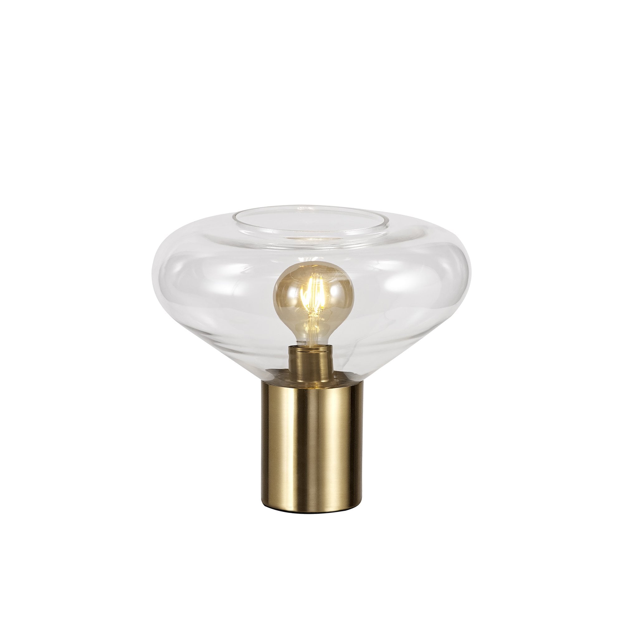 NL81369 Olivia Wide Table Lamp 1 Light Ancient Brass/Clear Glass