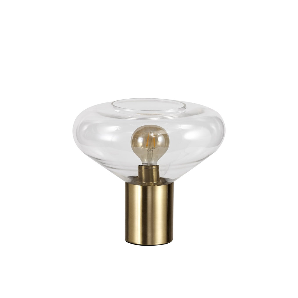 NL81369 Olivia Wide Table Lamp 1 Light Ancient Brass/Clear Glass