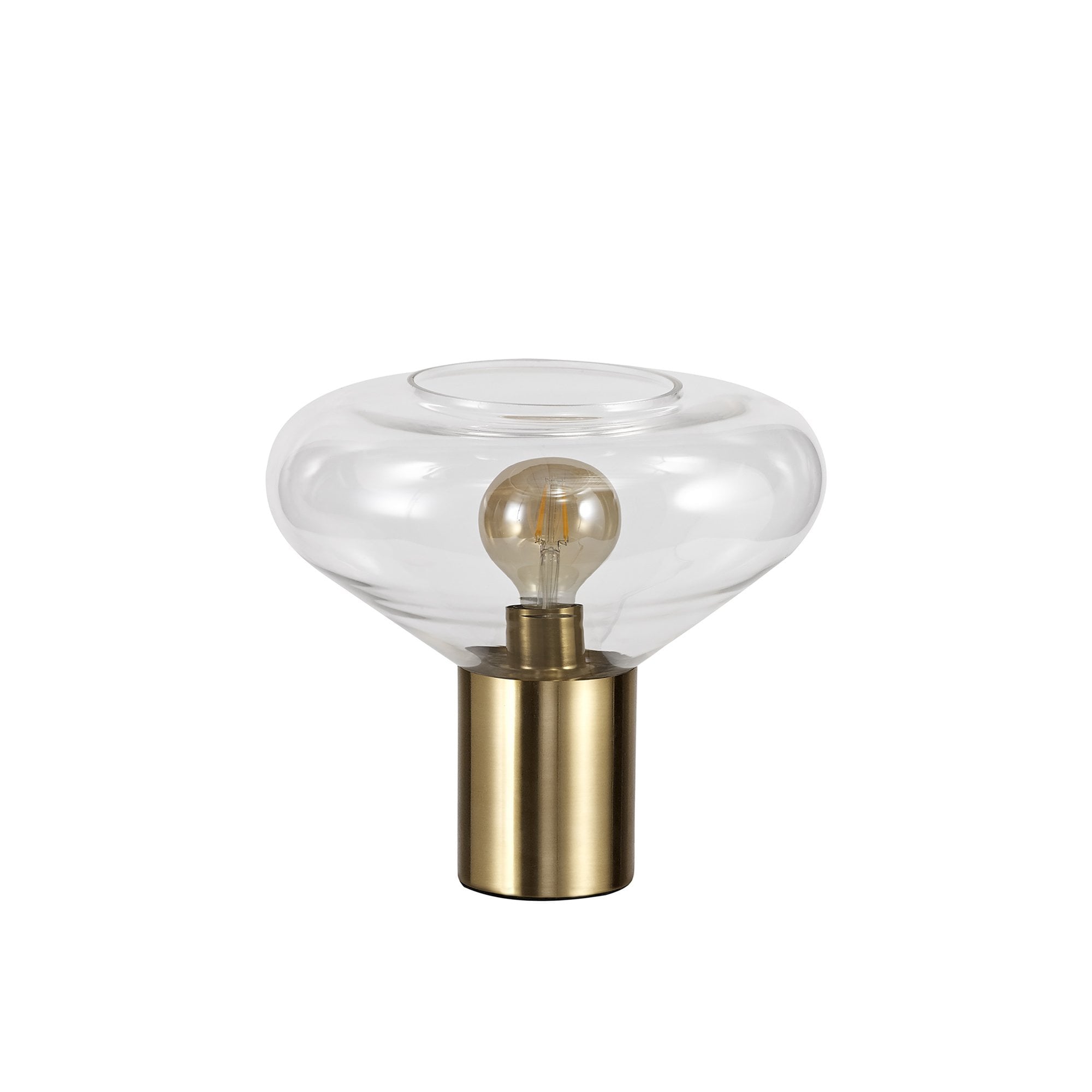 NL81369 Olivia Wide Table Lamp 1 Light Ancient Brass/Clear Glass