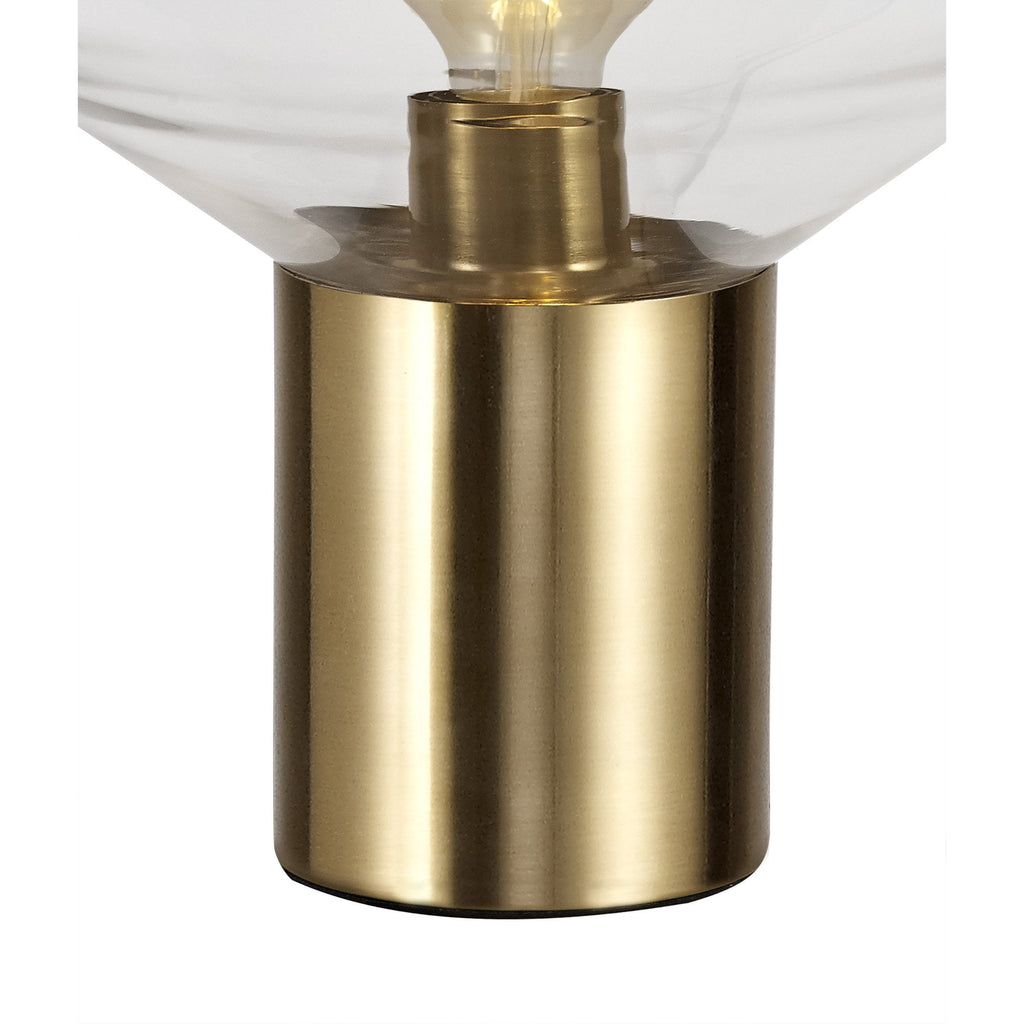 NL81369 Olivia Wide Table Lamp 1 Light Ancient Brass/Clear Glass