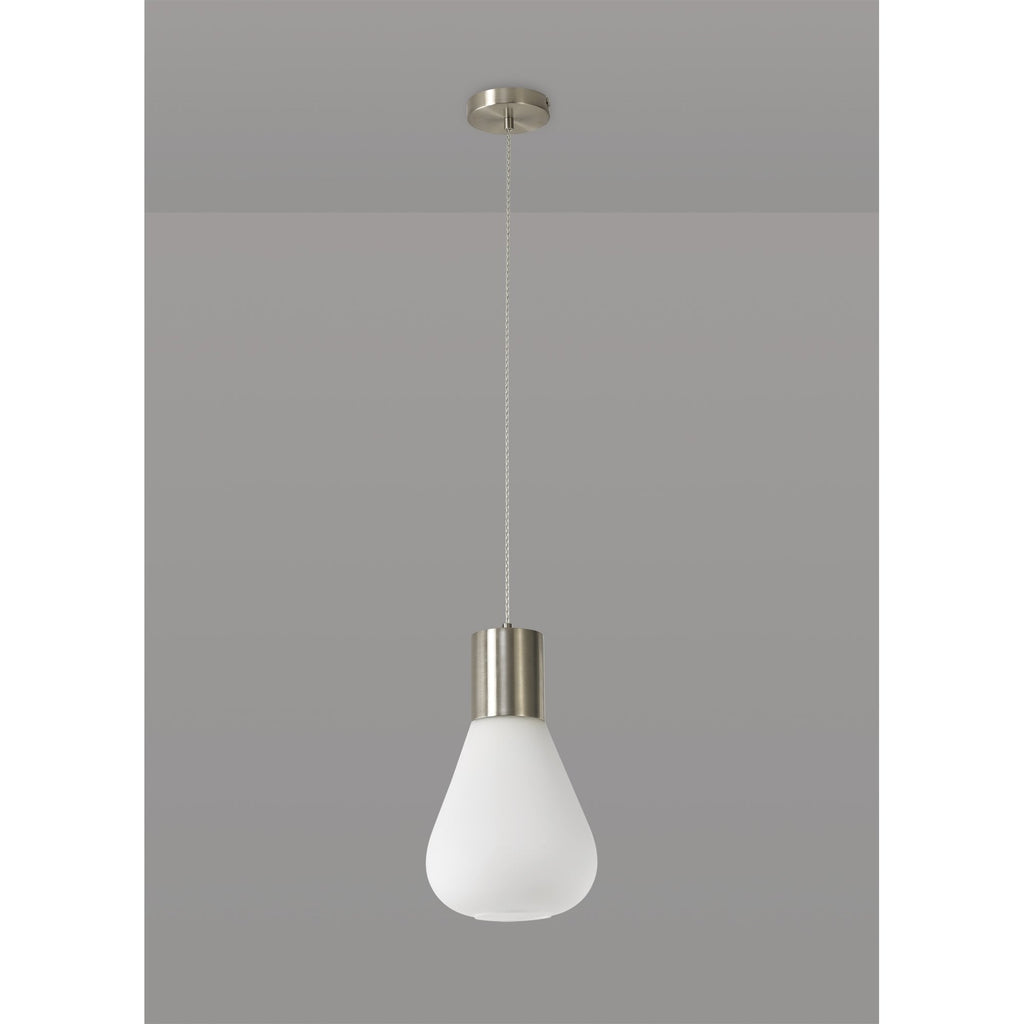 NL84639 Olivia Narrow Pendant Satin Nickel/Opal Glass & Clear Twisted Cable