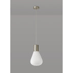 NL84639 Olivia Narrow Pendant Satin Nickel/Opal Glass & Clear Twisted Cable