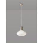 NL84649 Olivia Wide Pendant Satin Nickel/Opal Glass & Clear Twisted Cable