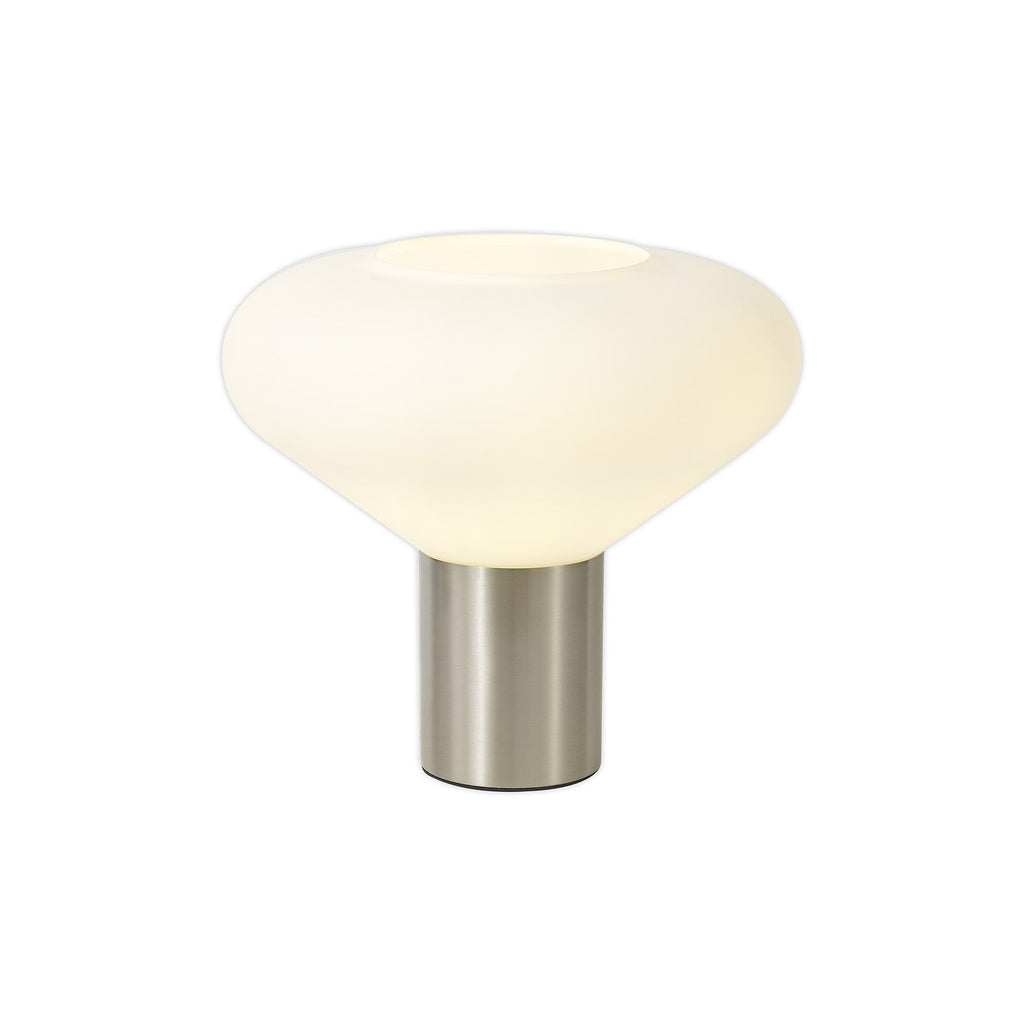 NL84669 Olivia Wide Table Lamp Satin Nickel/Opal Glass