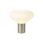 NL84669 Olivia Wide Table Lamp Satin Nickel/Opal Glass