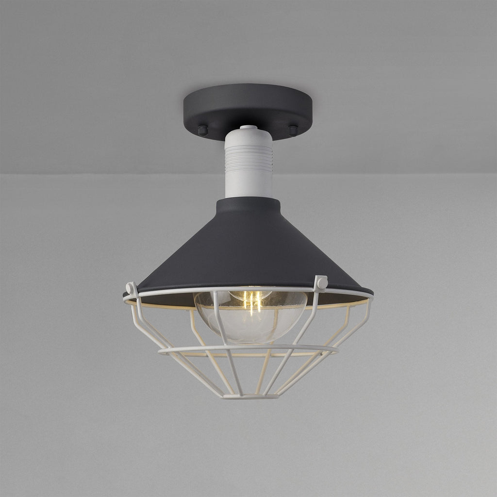 NL78459 Onaka Outdoor Semi-Flush Ceiling 1 Light Antracite/Matt White