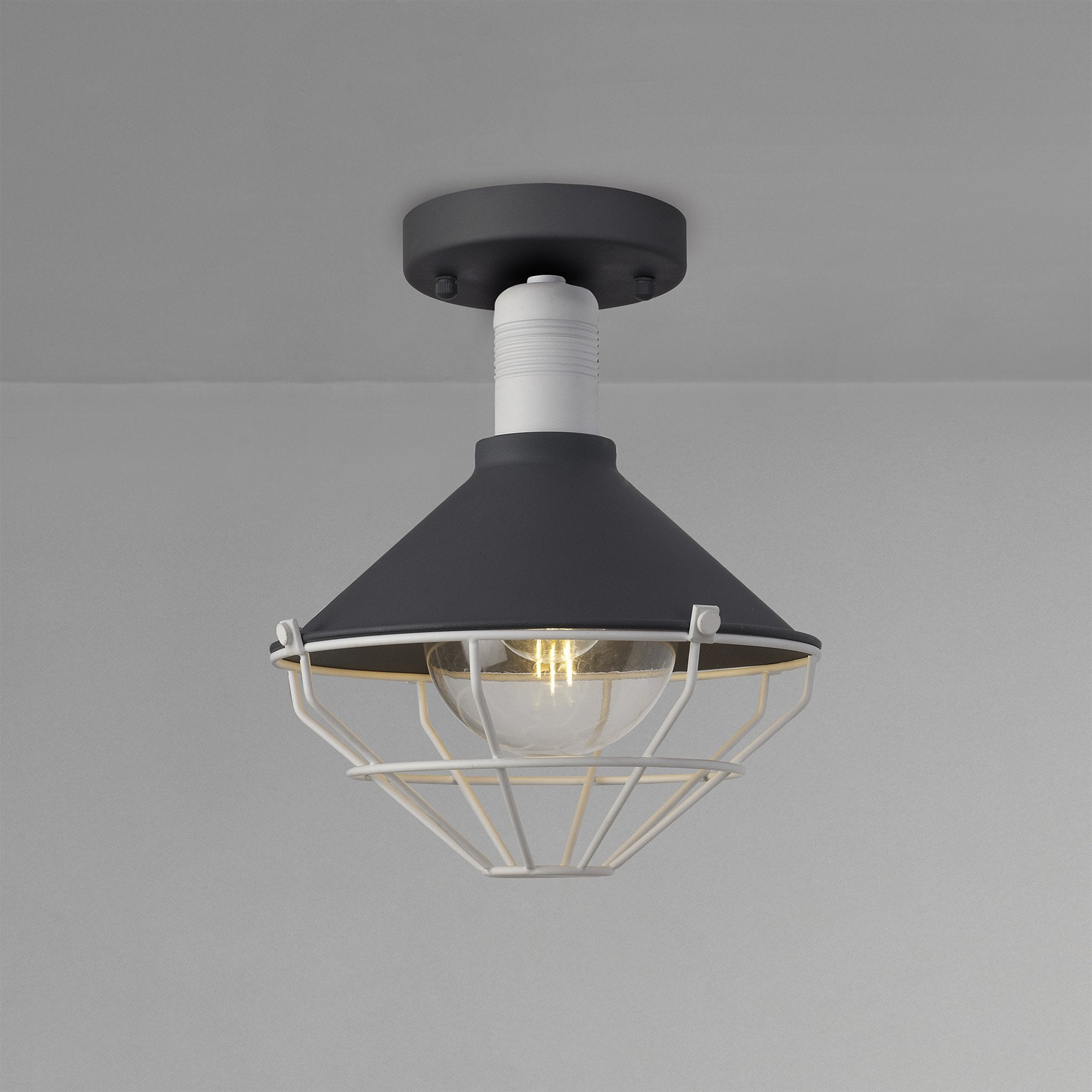 Onaka Outdoor Semi-Flush Ceiling 1 Light Antracite/Matt White