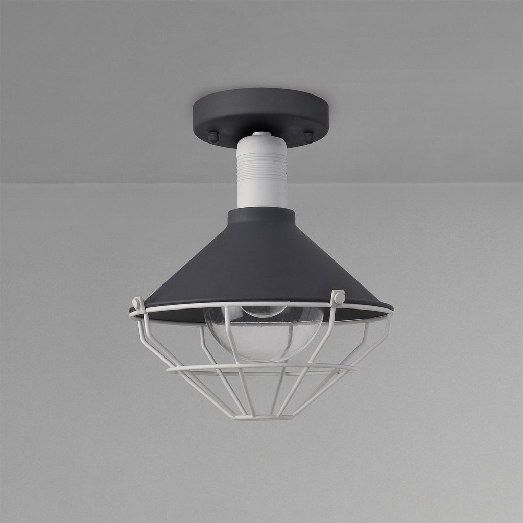 NL78459 Onaka Outdoor Semi-Flush Ceiling 1 Light Antracite/Matt White