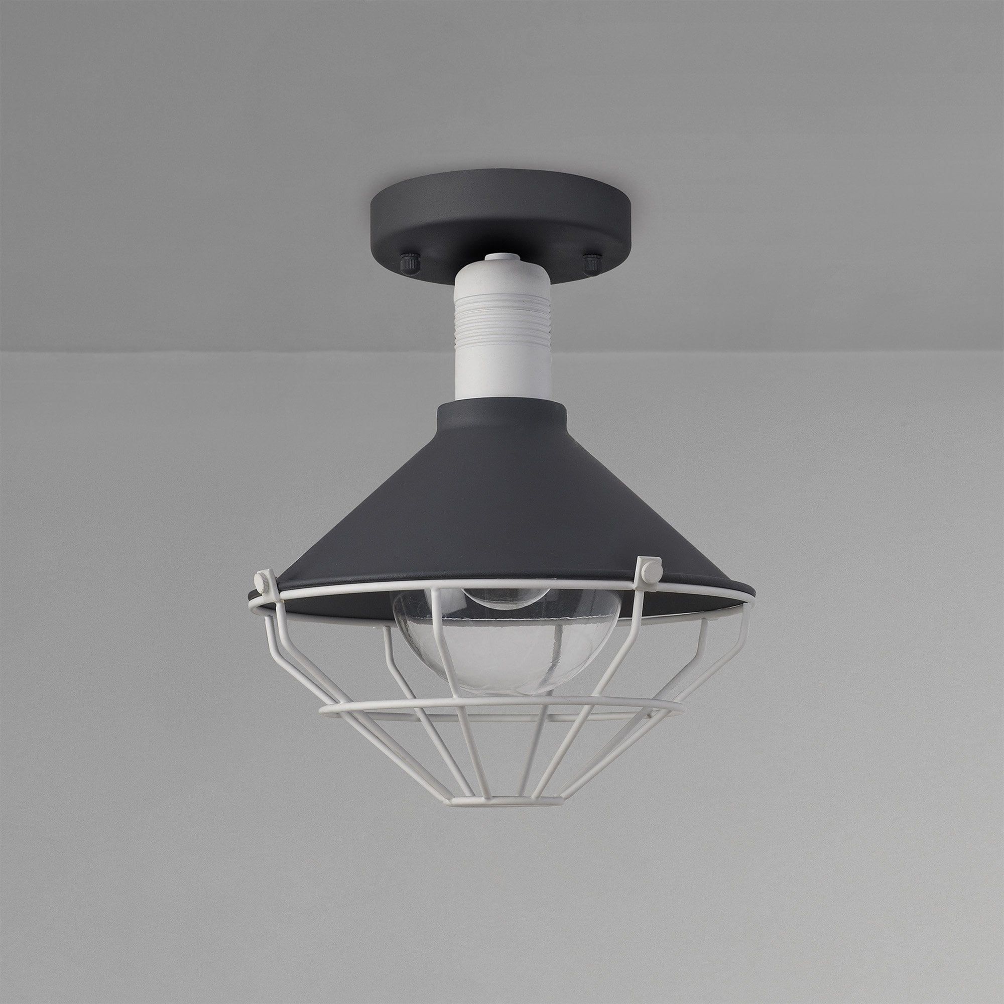 Onaka Outdoor Semi-Flush Ceiling 1 Light Antracite/Matt White