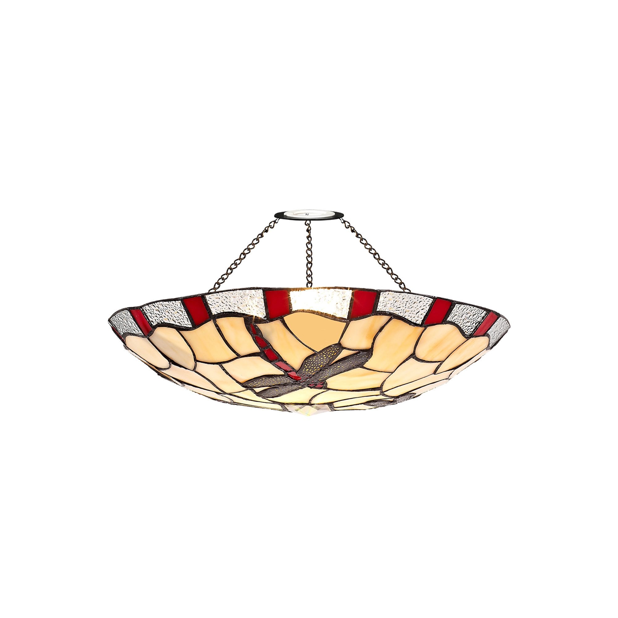NL72559 Oonagh 35cm Tiffany Non-electric Up Lighter Shade Red/Cream/Clear Crystal
