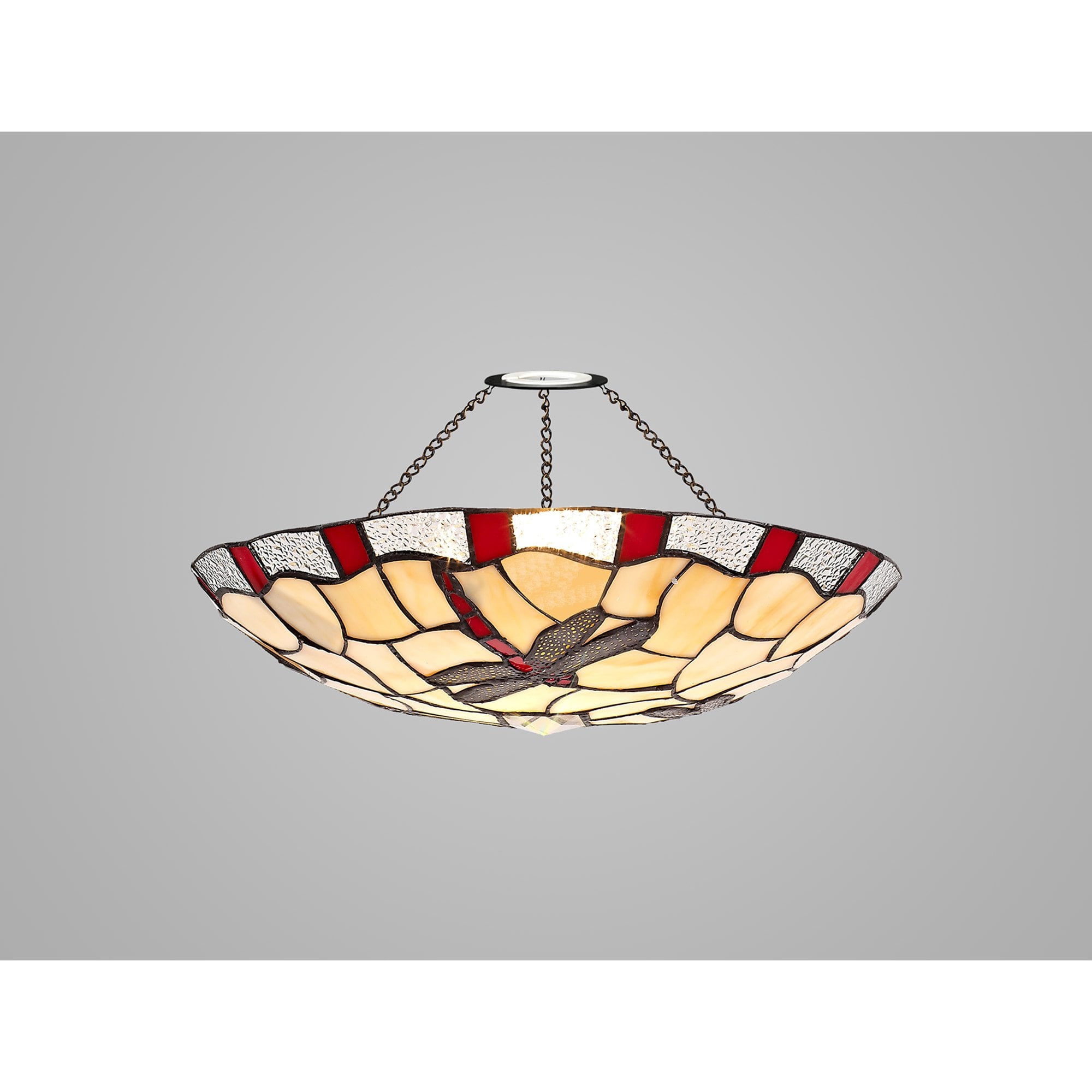 NL72559 Oonagh 35cm Tiffany Non-electric Up Lighter Shade Red/Cream/Clear Crystal