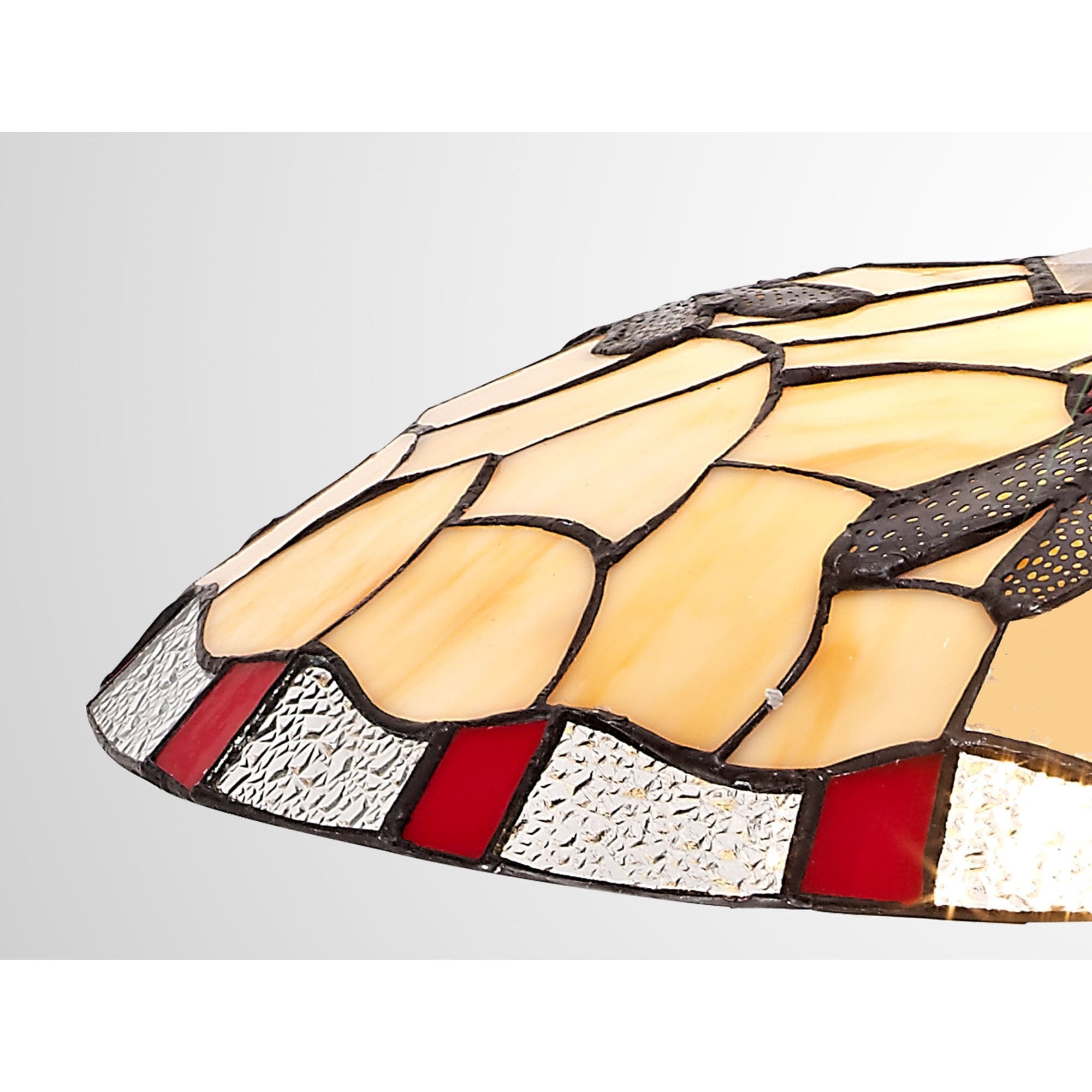 NL72559 Oonagh 35cm Tiffany Non-electric Up Lighter Shade Red/Cream/Clear Crystal