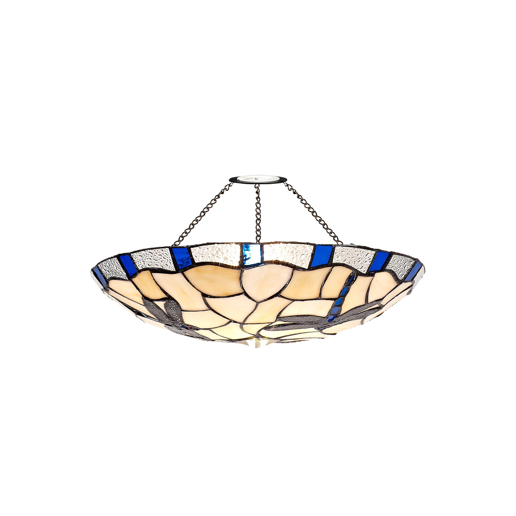 NL72569 Oonagh 35cm Tiffany Non-electric Up Lighter Shade Rich Blue/Cream/Clear Crystal
