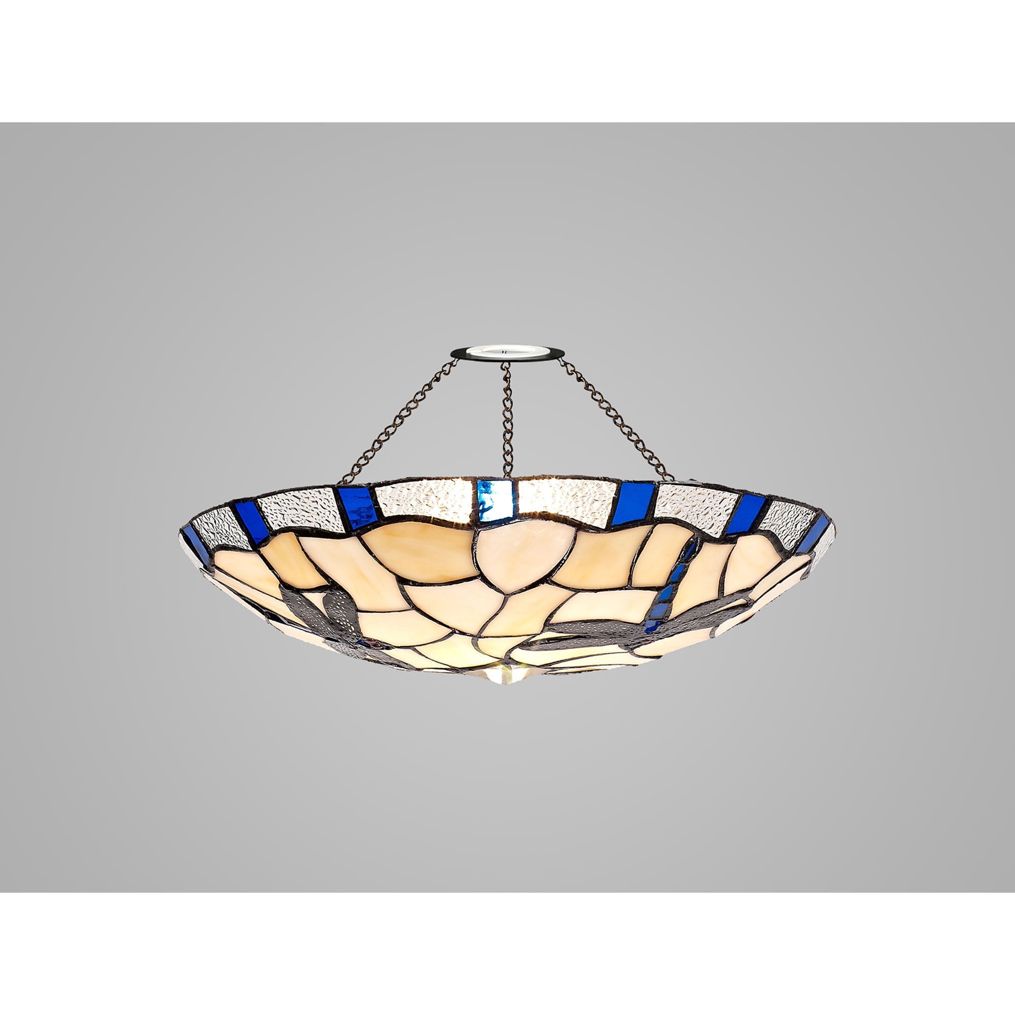 NL72569 Oonagh 35cm Tiffany Non-electric Up Lighter Shade Rich Blue/Cream/Clear Crystal