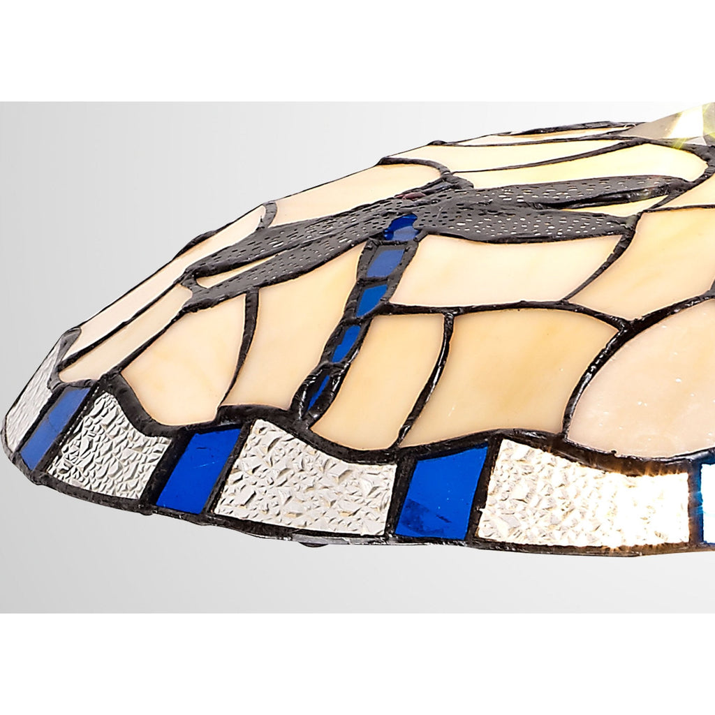 NL72569 Oonagh 35cm Tiffany Non-electric Up Lighter Shade Rich Blue/Cream/Clear Crystal