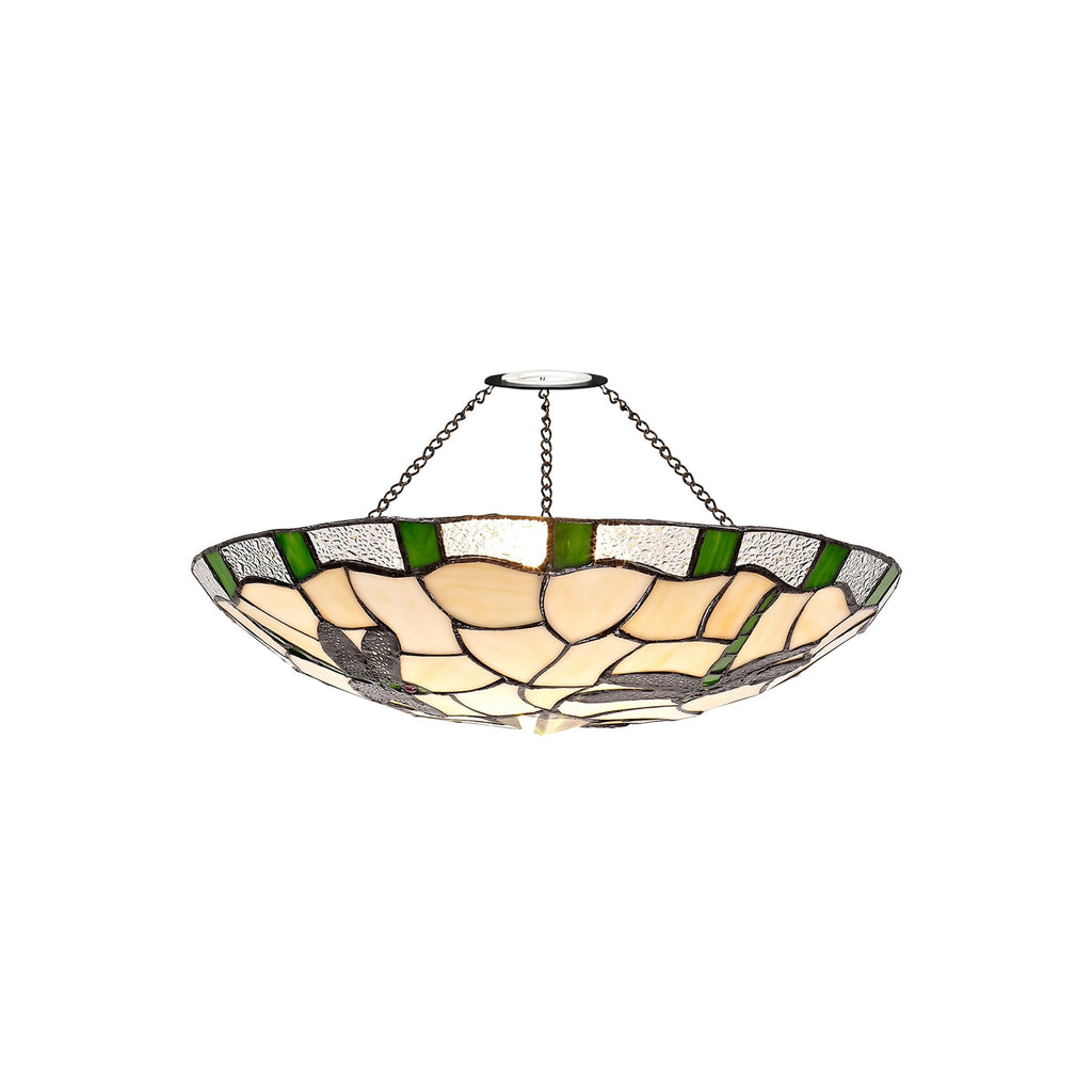 NL72579 Oonagh 35cm Tiffany Non-electric Up Lighter Shade Green/Cream/Clear Crystal