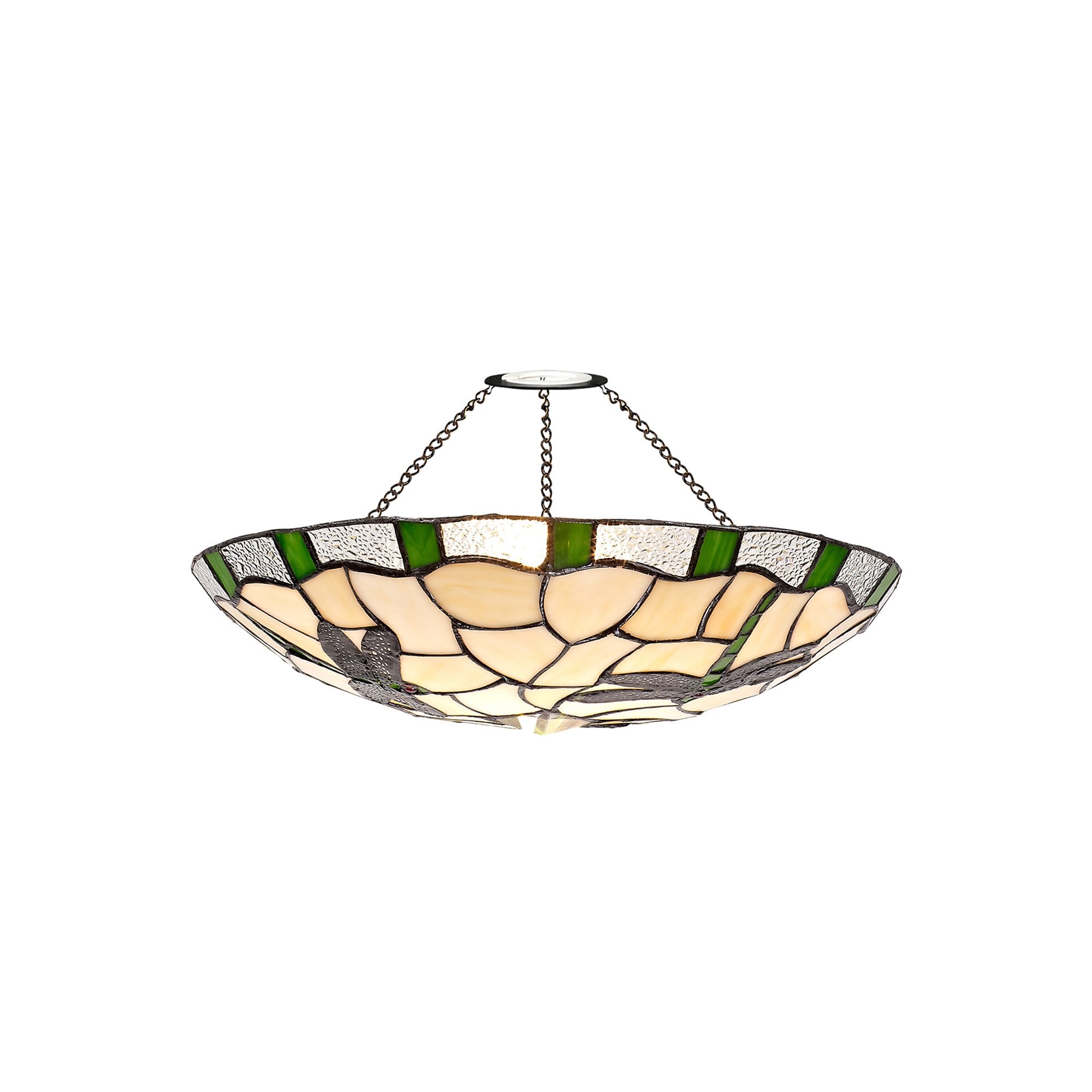 NL72579 Oonagh 35cm Tiffany Non-electric Up Lighter Shade Green/Cream/Clear Crystal