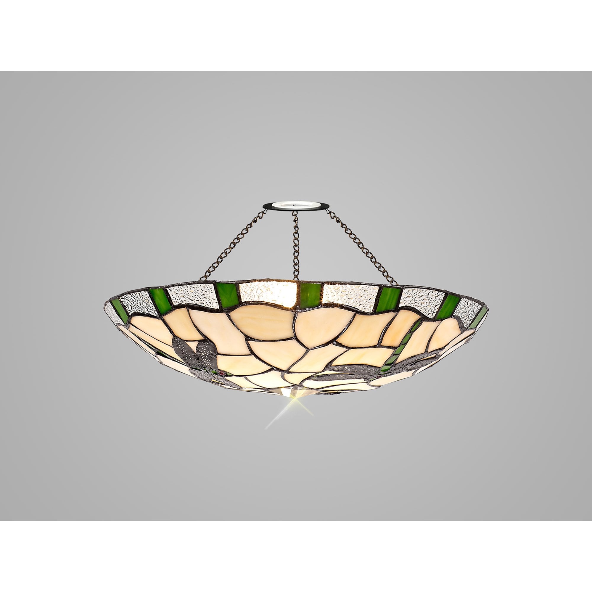 NL72579 Oonagh 35cm Tiffany Non-electric Up Lighter Shade Green/Cream/Clear Crystal