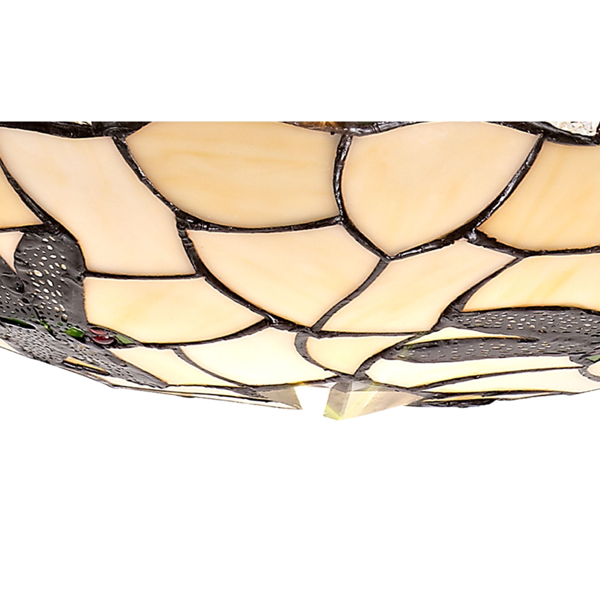 NL72579 Oonagh 35cm Tiffany Non-electric Up Lighter Shade Green/Cream/Clear Crystal
