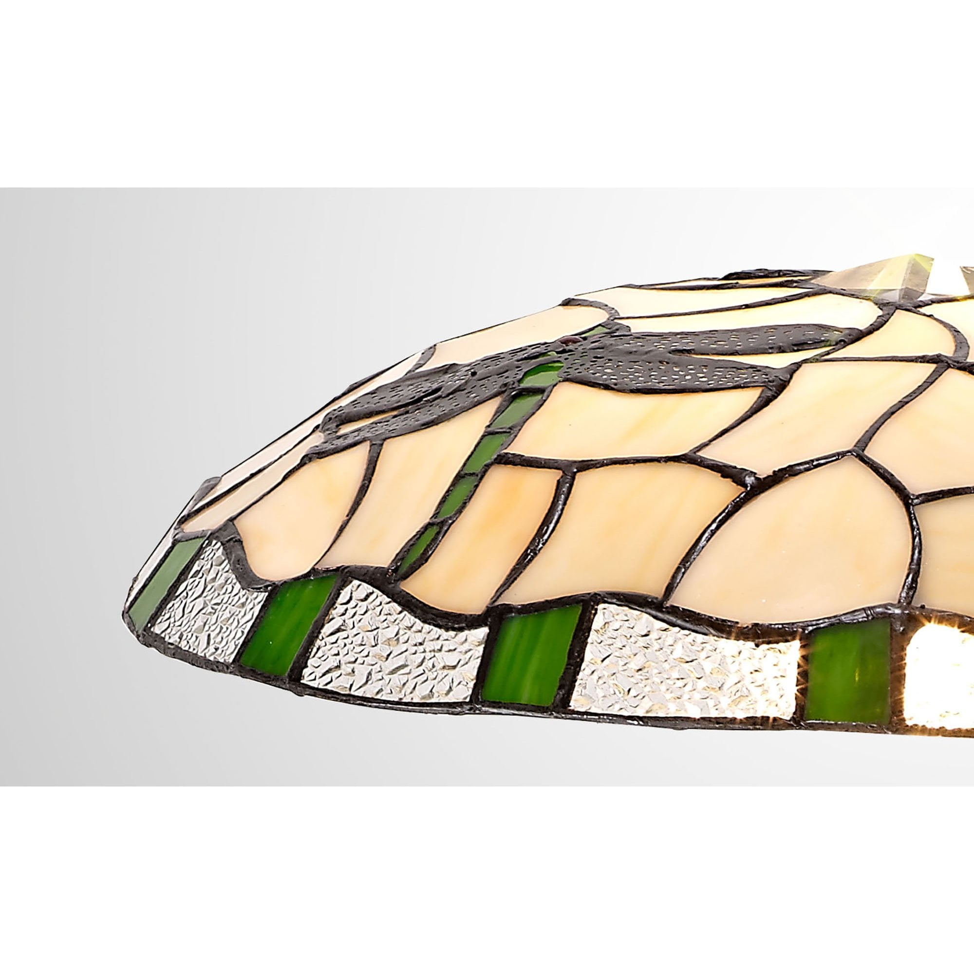 NL72579 Oonagh 35cm Tiffany Non-electric Up Lighter Shade Green/Cream/Clear Crystal
