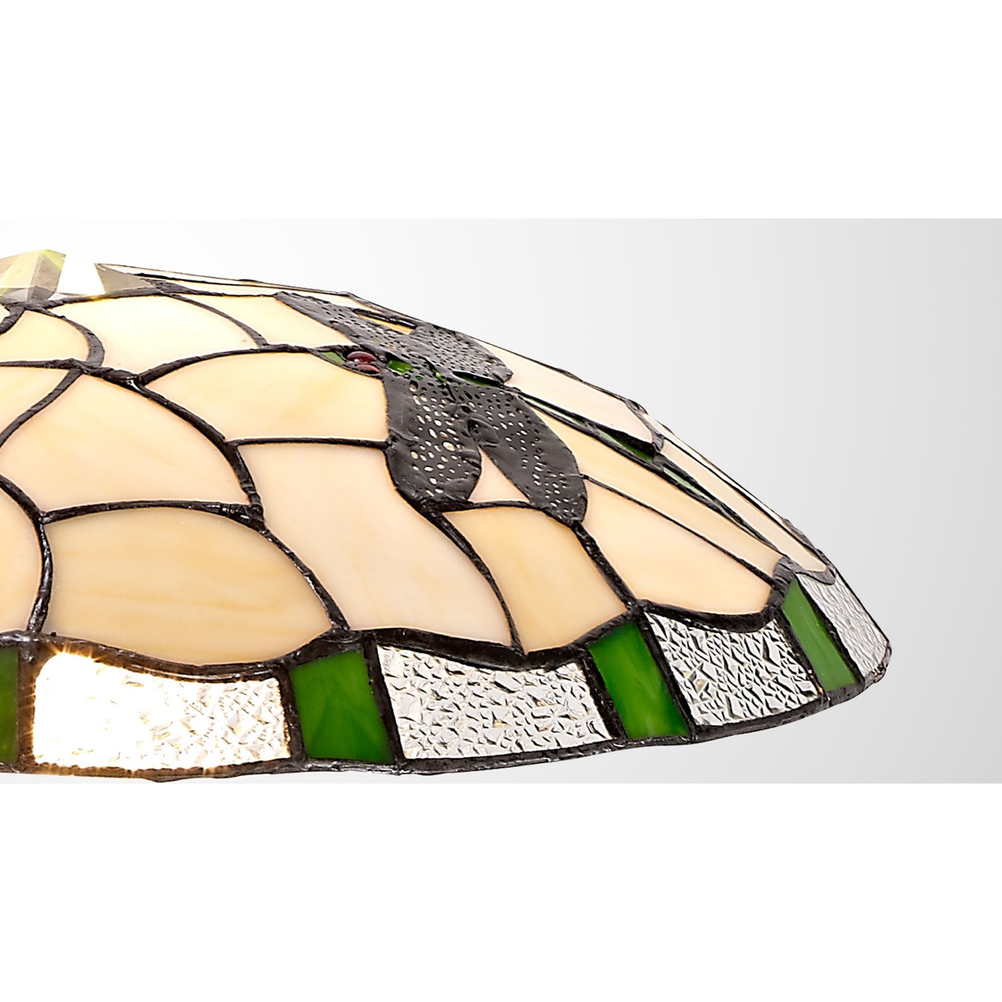 NL72579 Oonagh 35cm Tiffany Non-electric Up Lighter Shade Green/Cream/Clear Crystal