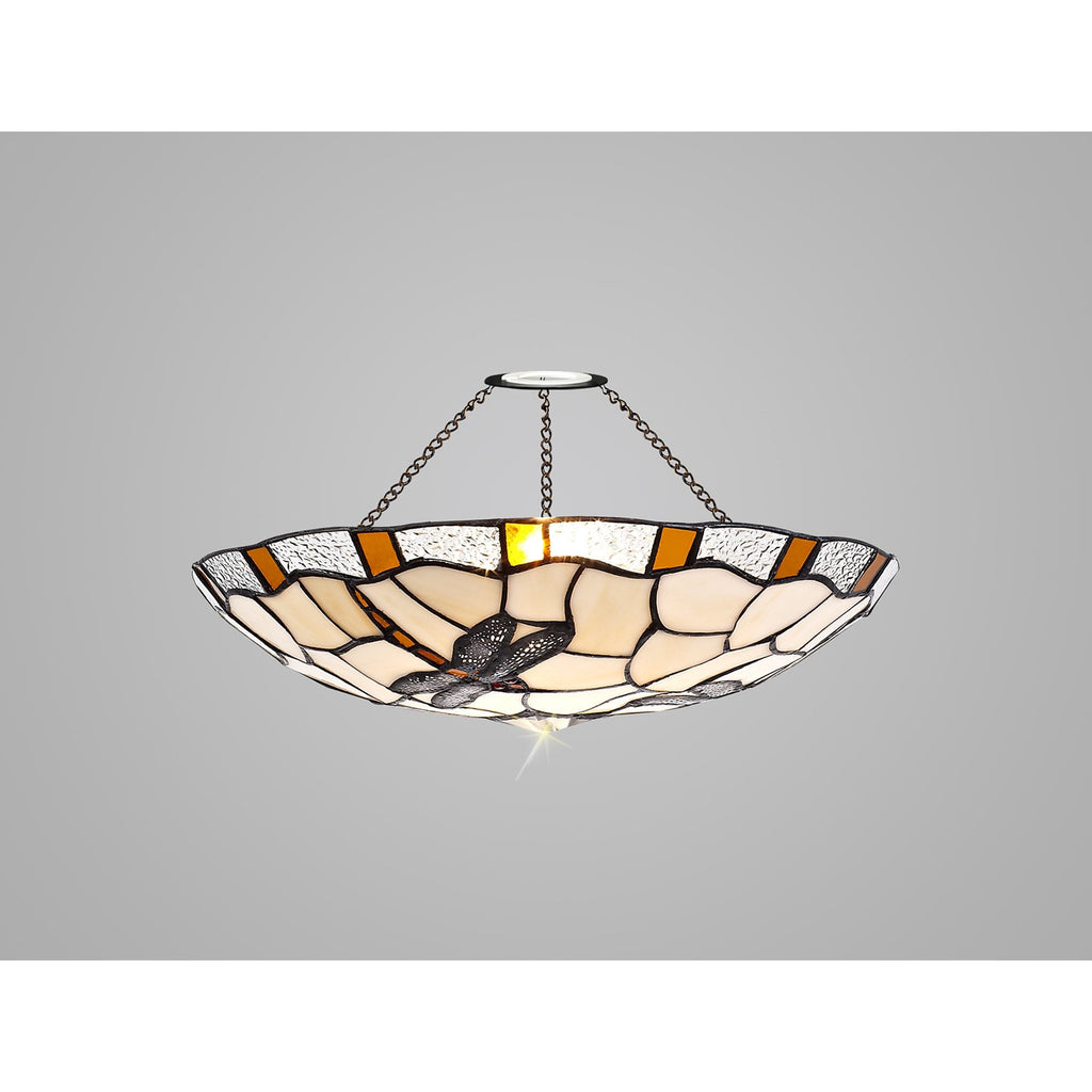 NL72589 Oonagh 35cm Tiffany Non-electric Up Lighter Shade Amber/Cream/Clear Crystal