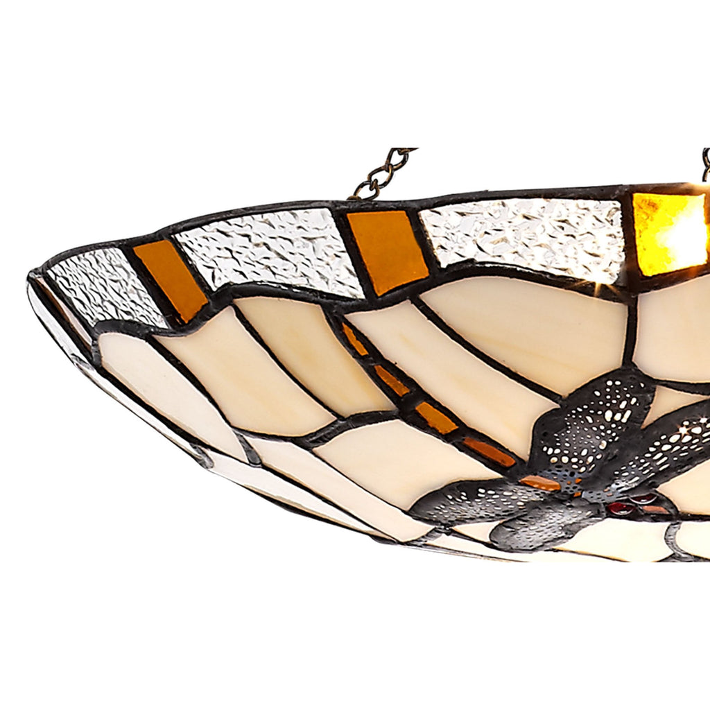 NL72589 Oonagh 35cm Tiffany Non-electric Up Lighter Shade Amber/Cream/Clear Crystal