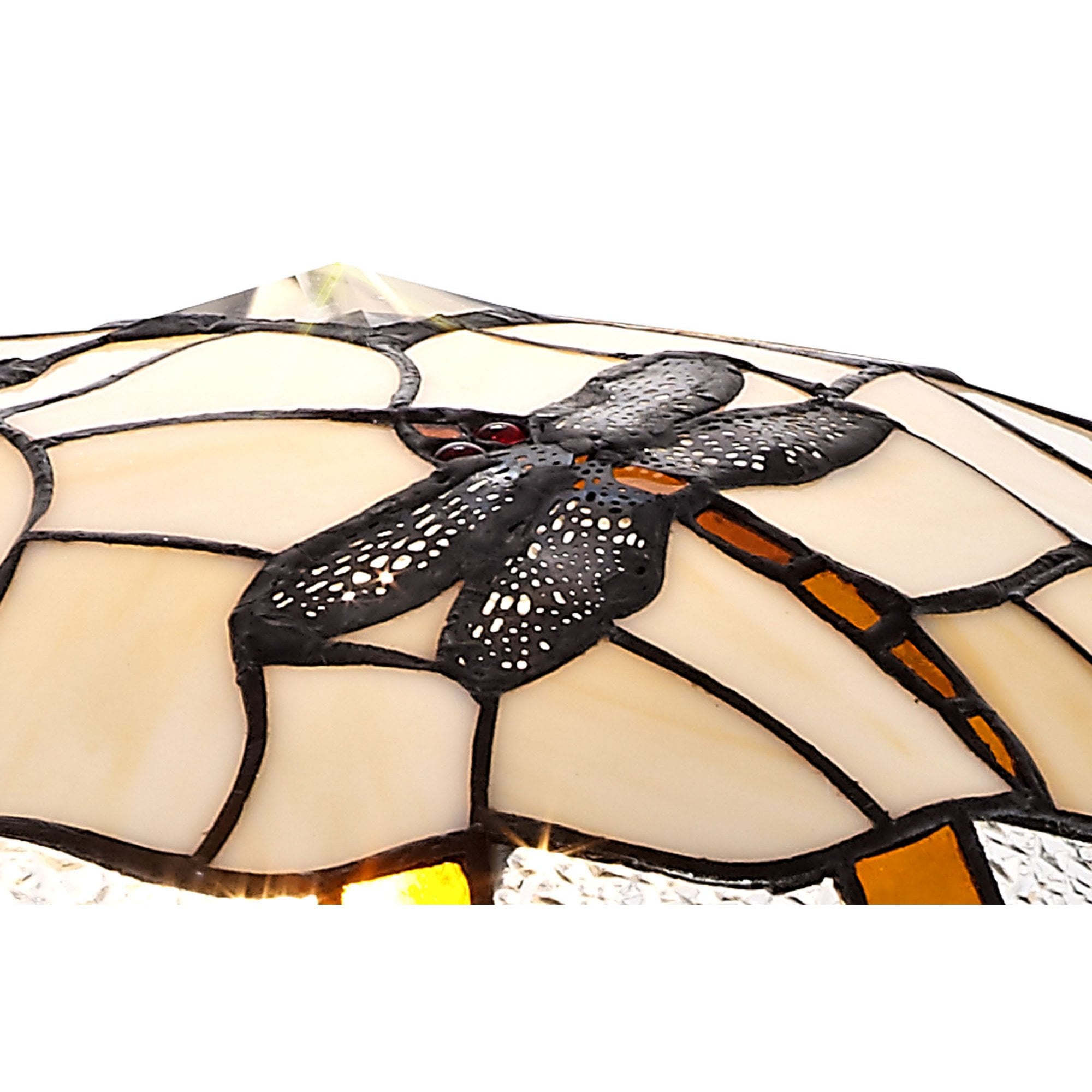 NL72589 Oonagh 35cm Tiffany Non-electric Up Lighter Shade Amber/Cream/Clear Crystal