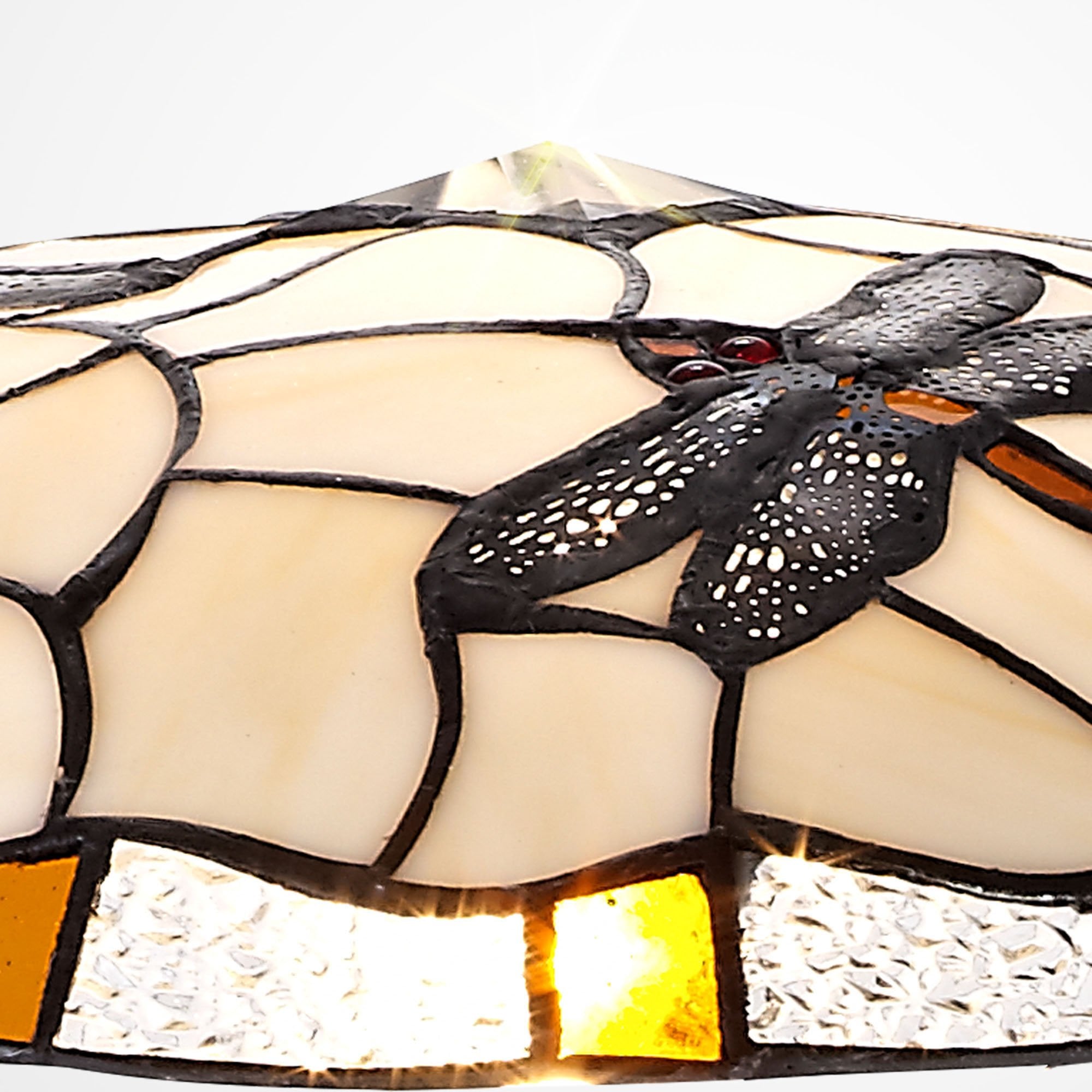 NL72589 Oonagh 35cm Tiffany Non-electric Up Lighter Shade Amber/Cream/Clear Crystal