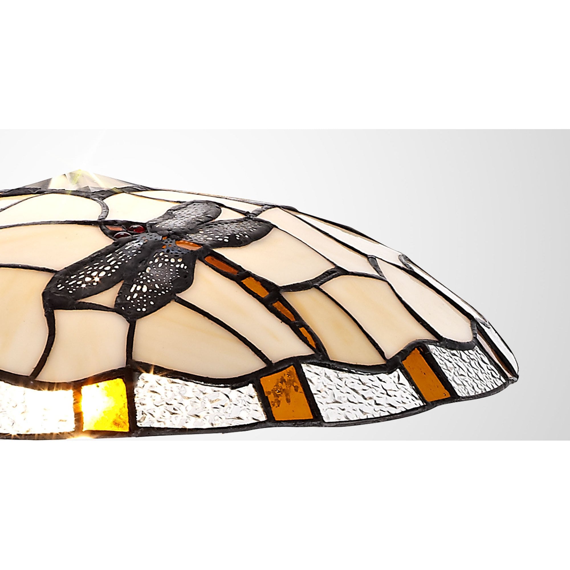 NL72589 Oonagh 35cm Tiffany Non-electric Up Lighter Shade Amber/Cream/Clear Crystal