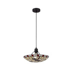 NLK01389 Oonagh 1 Light Pendant With 35cm Tiffany Shade Red/Chrome/Clear Crystal/Black