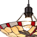 NLK01389 Oonagh 1 Light Pendant With 35cm Tiffany Shade Red/Chrome/Clear Crystal/Black