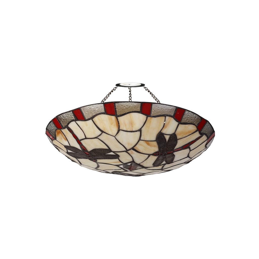 NLK01389 Oonagh 1 Light Pendant With 35cm Tiffany Shade Red/Chrome/Clear Crystal/Black