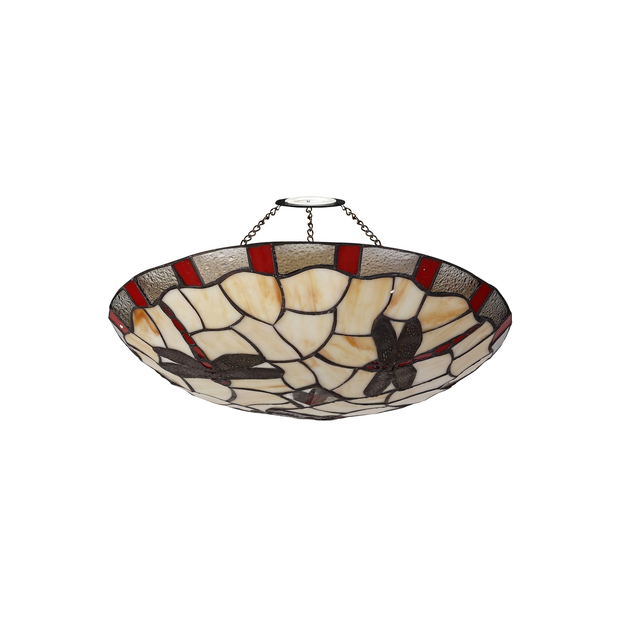 NLK01389 Oonagh 1 Light Pendant With 35cm Tiffany Shade Red/Chrome/Clear Crystal/Black