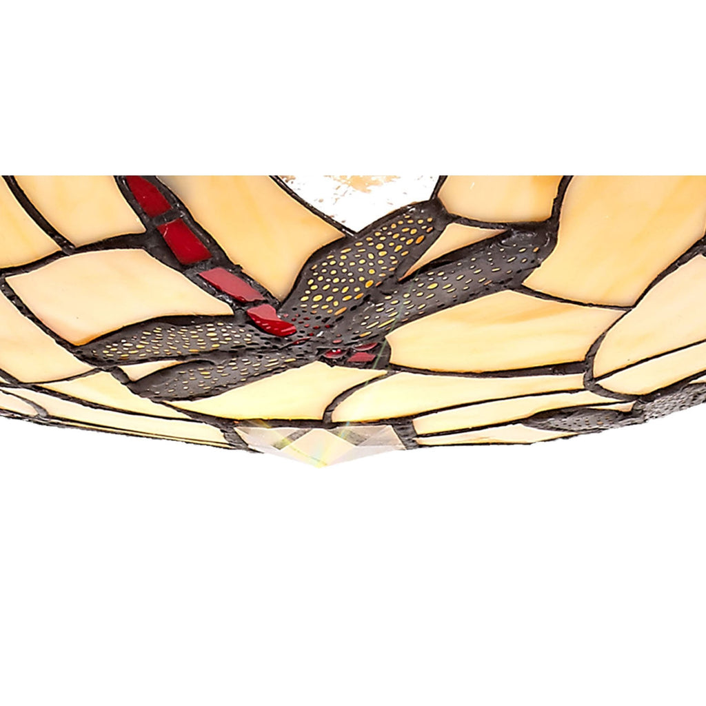 NLK01389 Oonagh 1 Light Pendant With 35cm Tiffany Shade Red/Chrome/Clear Crystal/Black