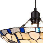 NLK01399 Oonagh 1 Light Pendant With 35cm Tiffany Shade Blue/Chrome/Clear Crystal/Black