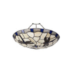 NLK01399 Oonagh 1 Light Pendant With 35cm Tiffany Shade Blue/Chrome/Clear Crystal/Black