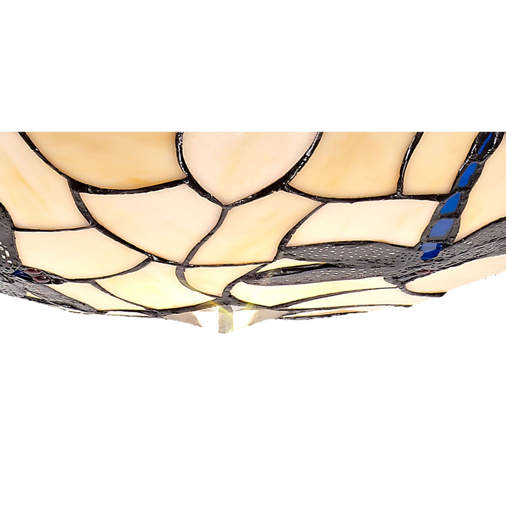 NLK01399 Oonagh 1 Light Pendant With 35cm Tiffany Shade Blue/Chrome/Clear Crystal/Black