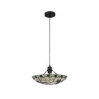 NLK01409 Oonagh 1 Light Pendant With 35cm Tiffany Shade Green/Chrome/Clear Crystal/Black