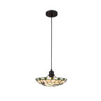 NLK01409 Oonagh 1 Light Pendant With 35cm Tiffany Shade Green/Chrome/Clear Crystal/Black